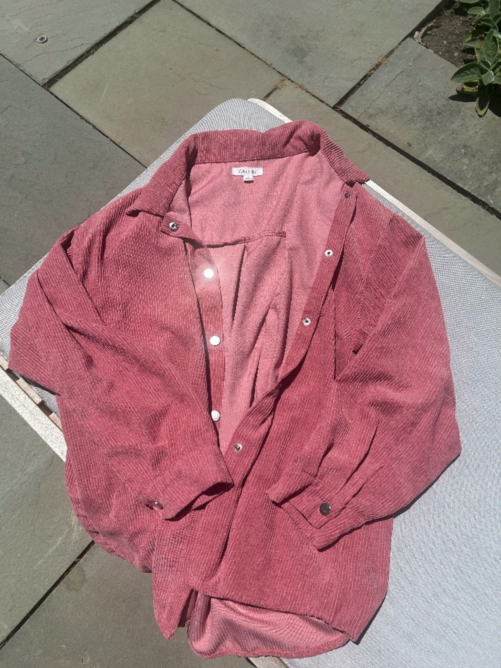 CALI BE Dusty Rose Corduroy Shacket Oversized Button Front Jacket